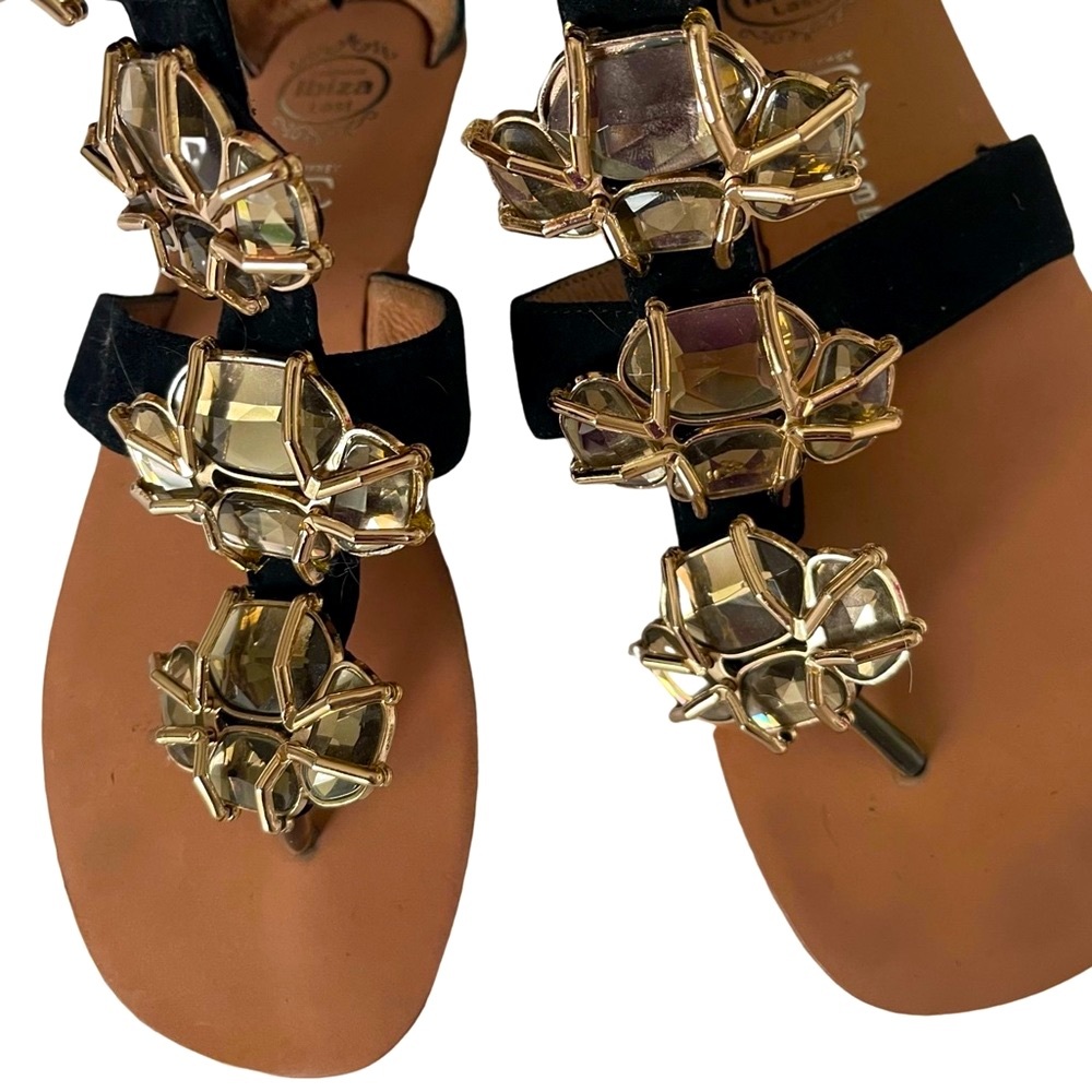 Jeffrey Campbell Tropez Large Rhinestone Flat Strappy Sandals. Size 8.5